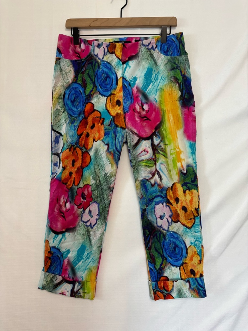 INSIGHT Multicolored Floral Print Cropped Pants Size 10